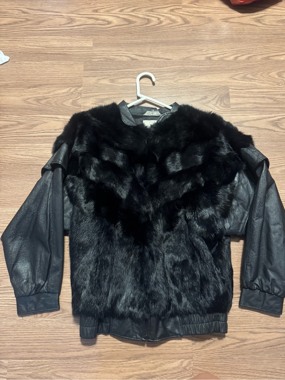 Wilsons Leather & Rabbit Fur Removable Sleeves Black Coat Jacket/ Vest